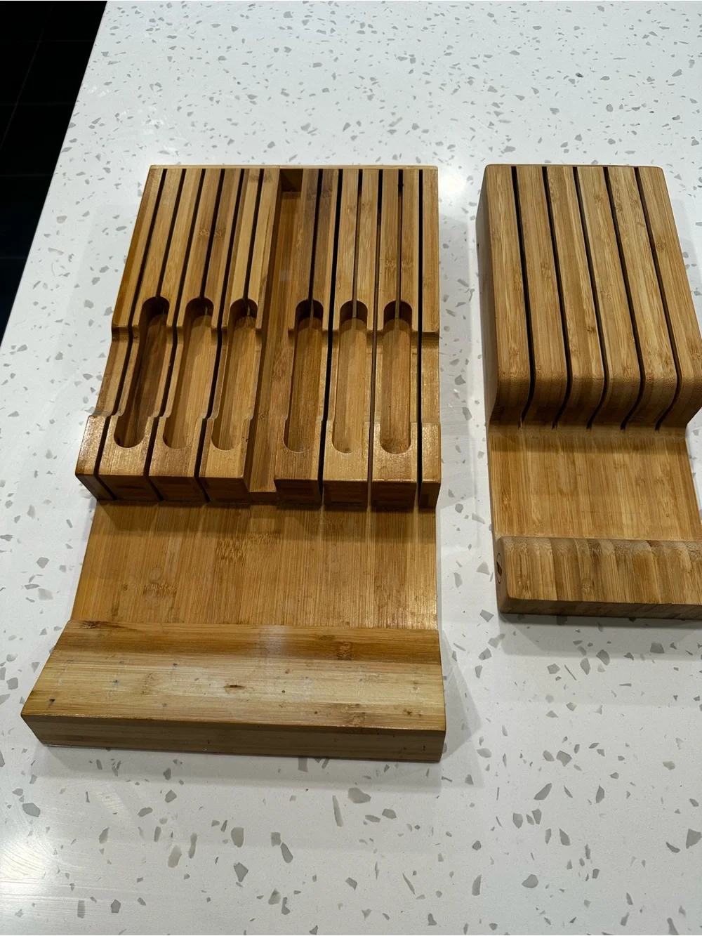 Bamboo Knife and Utensil Slot Organizer - Natural Bamboo